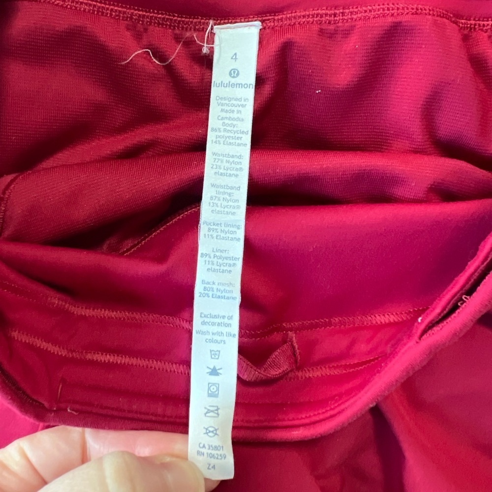 Lululemon Run Times Shorts II 4” Lightweight Low Rise Athletic Pockets Red, 4 - Picture 5 of 12